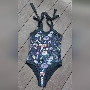 Black Nature Print Swimsuit